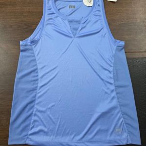 Terranova women’s blue sleeveless active jersey tank top with mesh side panels
