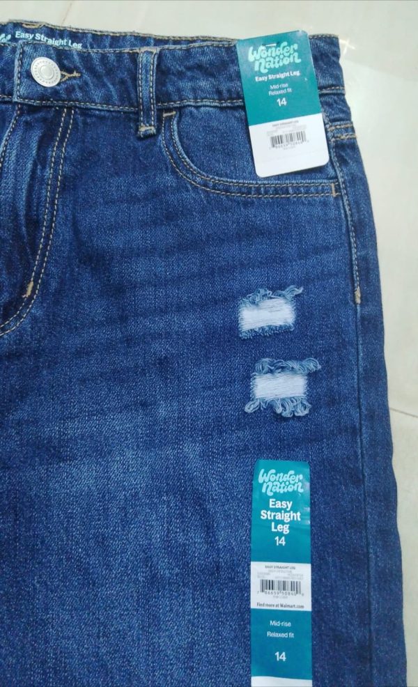 Wonder Nation girls' distressed easy straight-leg denim jeans